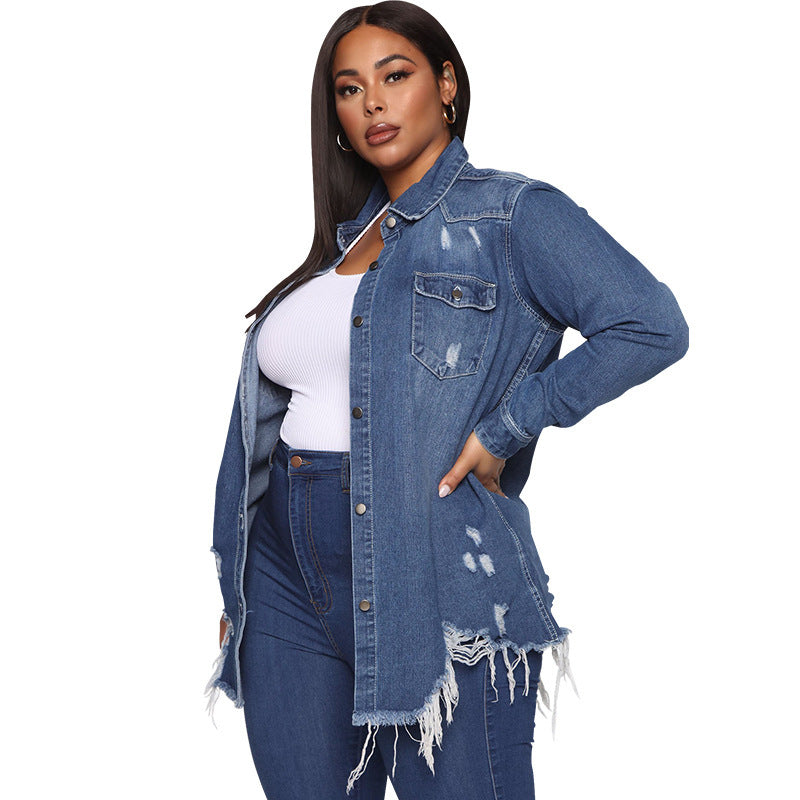 Women's Ripped Denim Cardigan