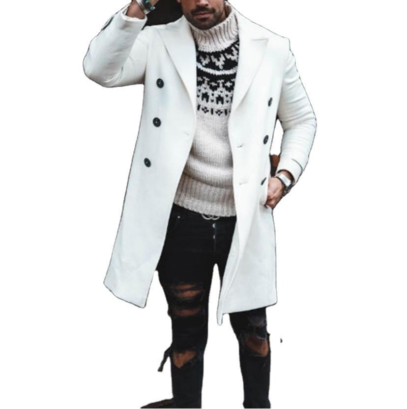 men double-breasted trench coat