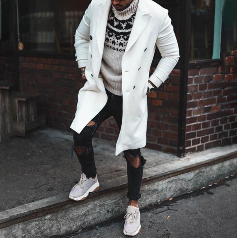 men double-breasted trench coat