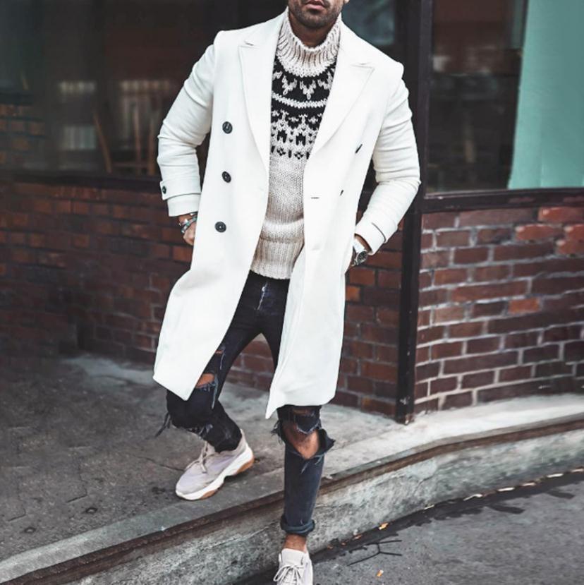 men double-breasted trench coat