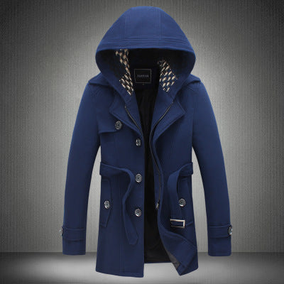 Men's short hooded  trench coat