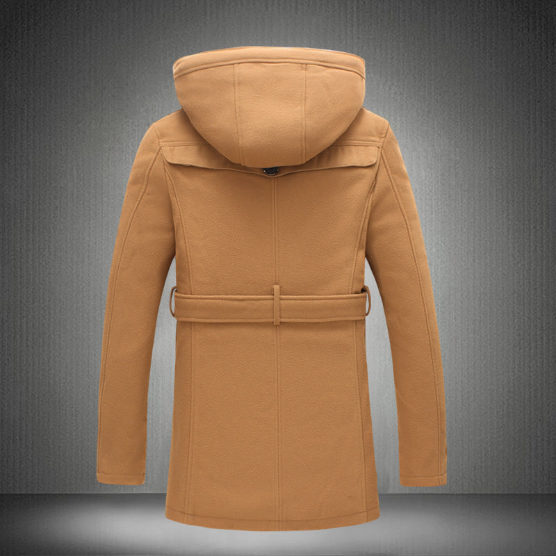 Men's short hooded  trench coat