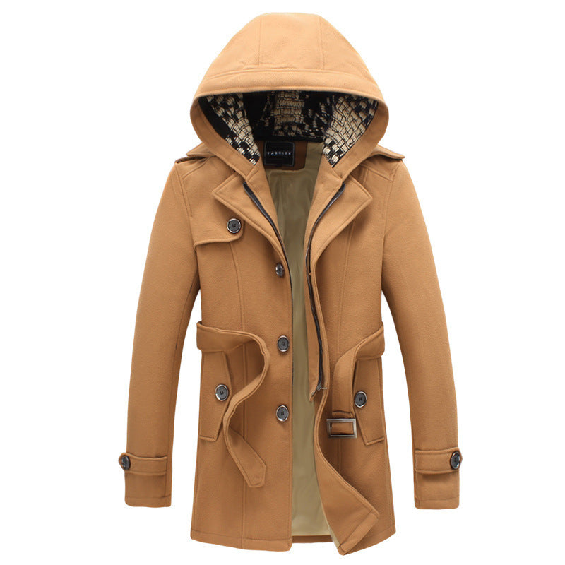 Men's short hooded  trench coat