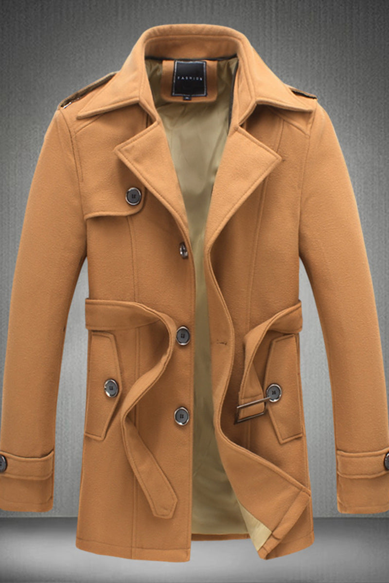 Men's short hooded  trench coat