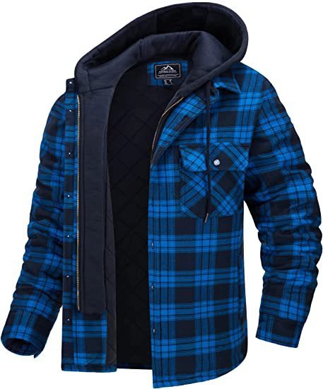 Men's Plaid Hooded Winter Coat