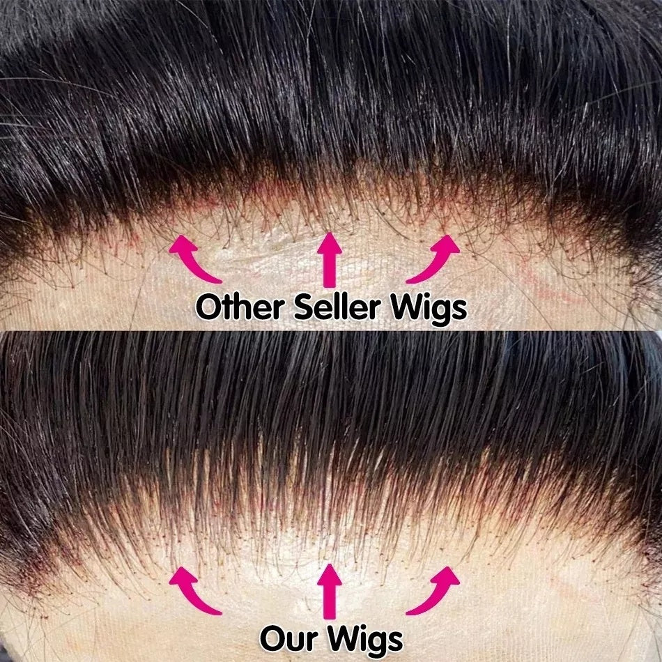 6x4 Density Virgin Human Hair Wig- Raw Hair Transparent Lace Front Pre-Plucked Bleached Knots