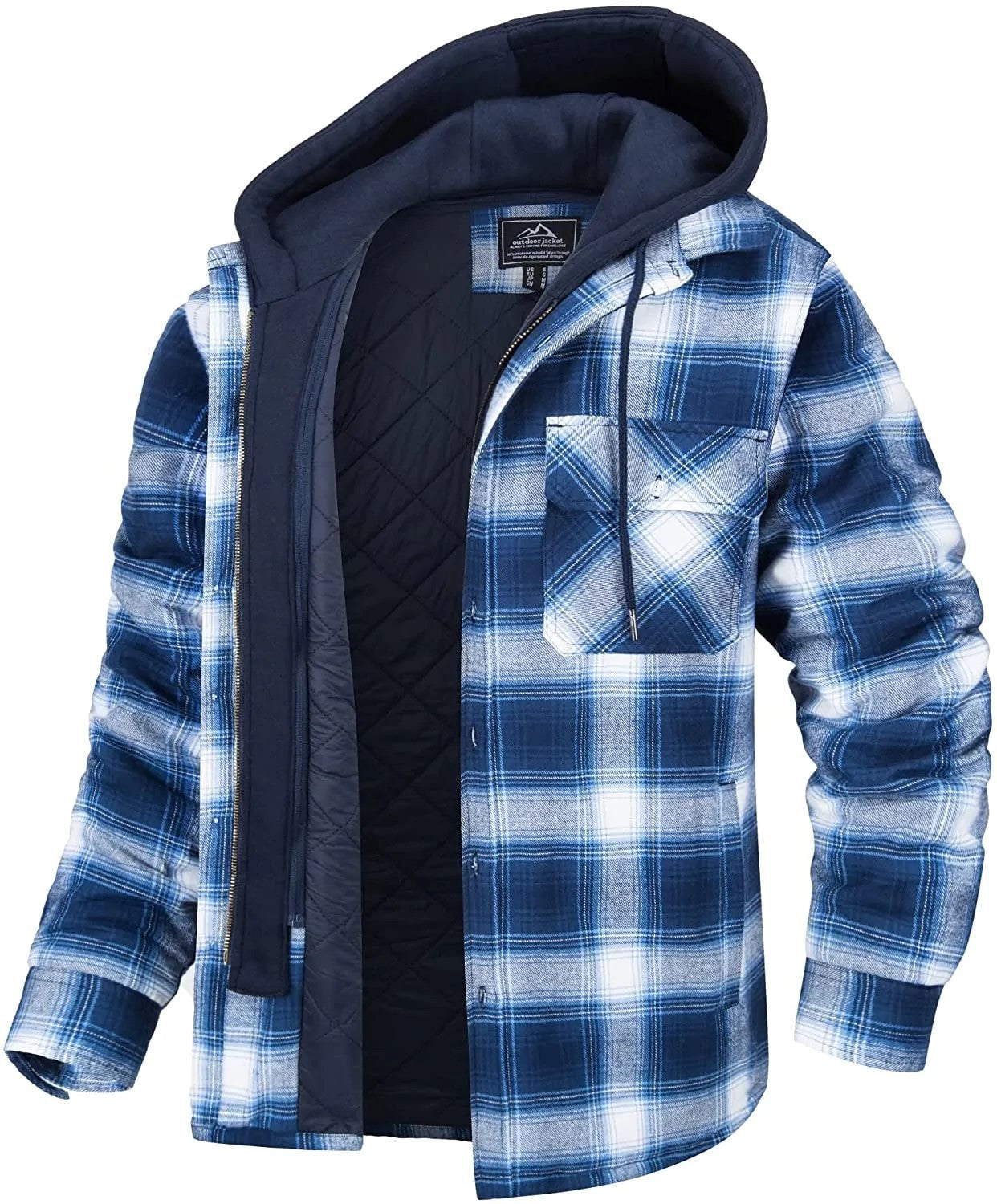Men's Plaid Hooded Winter Coat