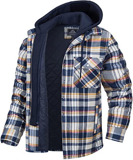 Men's Plaid Hooded Winter Coat