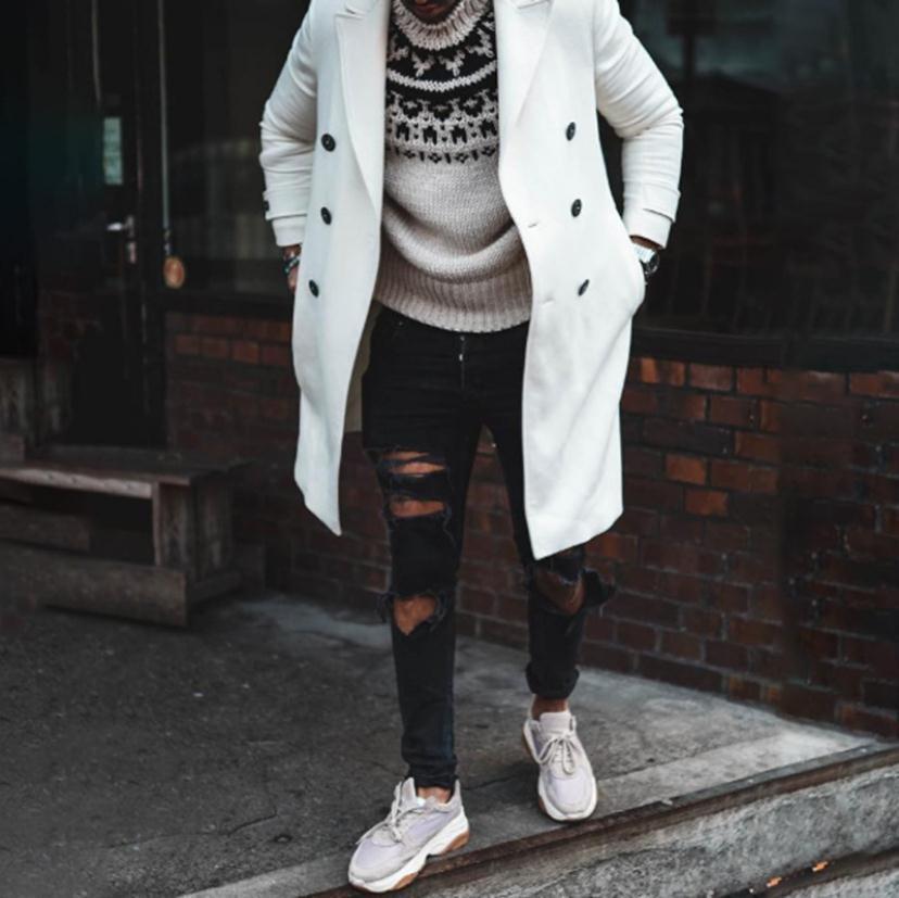 men double-breasted trench coat