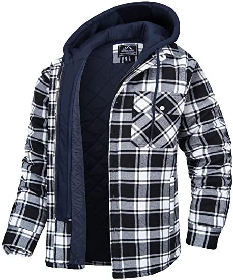 Men's Plaid Hooded Winter Coat