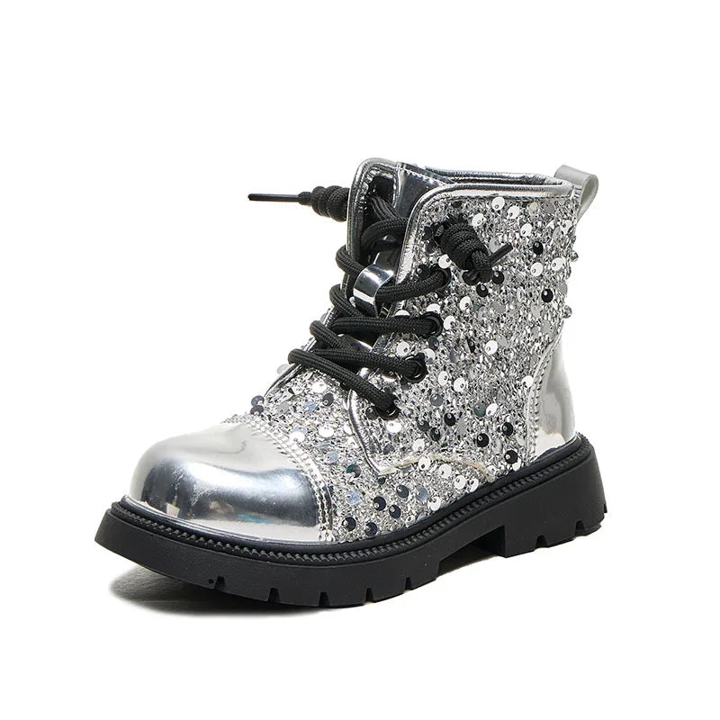 Girls Sparkly Ankle  Boots