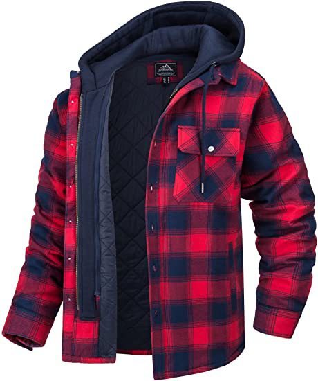 Men's Plaid Hooded Winter Coat
